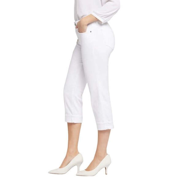 NWT NYDJ Marilyn Straight Crop Jeans w/ Cuffs in Optic White - Picture 3 of 8